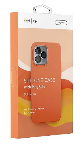 Чехол для смартфона vlp Silicone case with MagSafe для iPhone 13 Pro Max, оранжевый