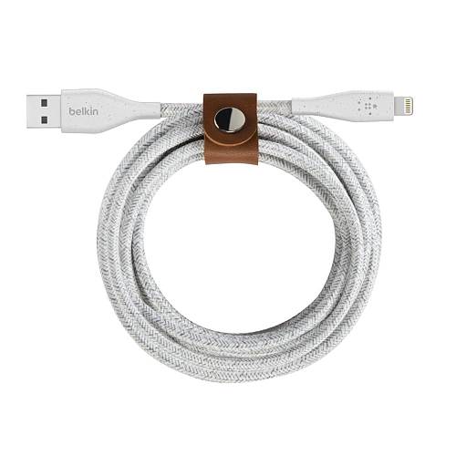 Кабель Belkin DURATEK PLUS, Lightning - USB-A, 3м, белый