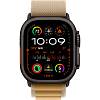 Фото — Apple Watch Ultra 2 (2024), 49 мм, корпус цвета «титановый черный», бежевый ремешок Alpine, M