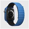 Фото — Ремешок для смарт-часов Uniq Apple Watch 49/45/44/42 mm Revix reversible Magnetic Caspian, синий/черный