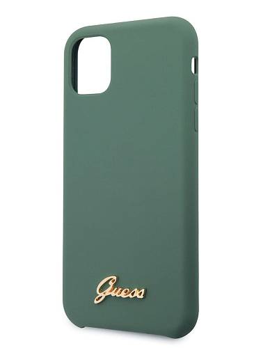 Чехол для смартфона Guess для iPhone 11 Silicone collection Gold metal logo Hard Green