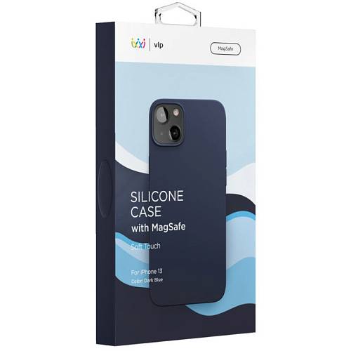 Чехол для смартфона vlp Silicone case with MagSafe для iPhone 13, темно-синий