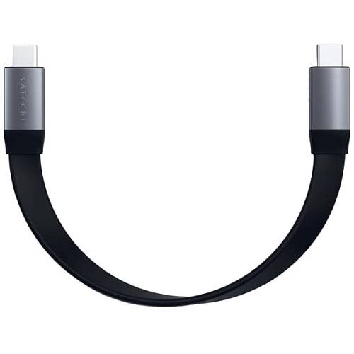 Кабель Satechi Flat Cable USB-C - USB-C, 100W, 23 см, черный