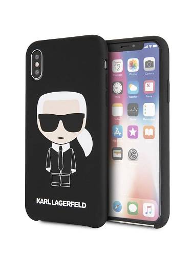 Чехол для смартфона Lagerfeld для iPhone XS Max Liquid silicone Iconic Karl Hard Black