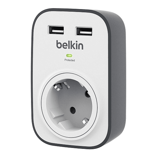Сетевой фильтр Belkin Surge Protectors, розетка- 2xUSB, белый