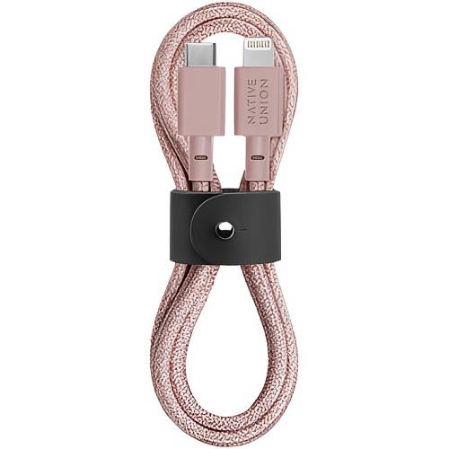 Кабель Native Union Belt Lightning на USB-C, 1.2 м, розовый