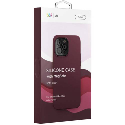 Чехол для смартфона vlp Silicone case with MagSafe для iPhone 13 Pro Max, «марсала»