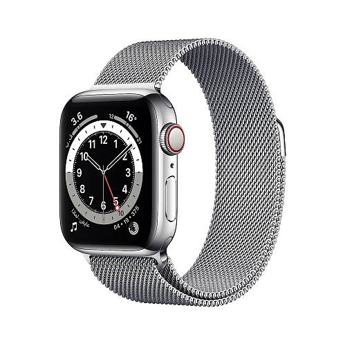 Apple Watch Series 6 GPS + Cellular, 40 мм, сталь серебристого цвета, стальной ремешок серебристый