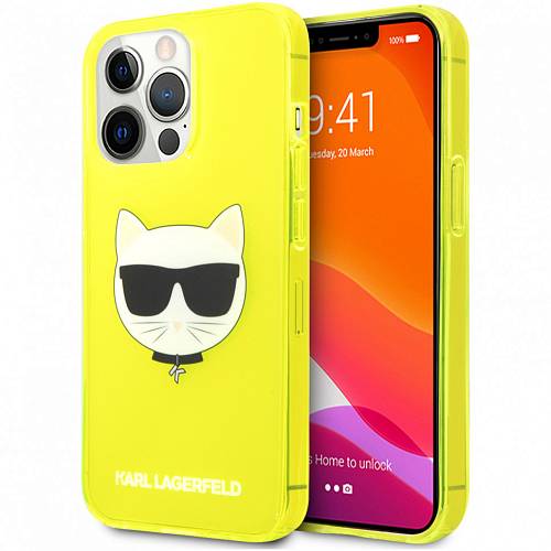 Чехол для смартфона Karl Lagerfeld Tpu Fluo Case Choupette's Head  для iPhone 13 Pro Max, желтый