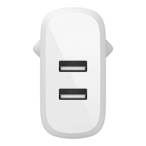 Зарядное устройство Belkin 24Вт, 2xUSB-A, + кабель USB-A - micro-USB (1м ), белый