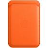 Фото — Чехол-бумажник iPhone Leather Wallet with MagSafe, оранжевый