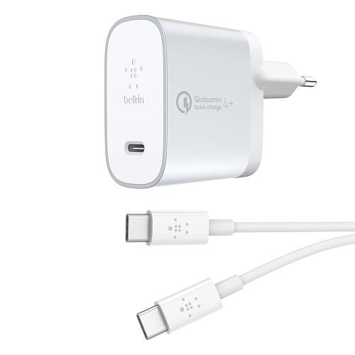 Зарядное устройство Belkin USB-C Home Charger + кабель USB-C, 27Вт, серебристый