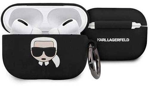 Чехол для наушников Lagerfeld для AirPods Pro с кольцом, черный