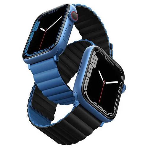 Ремешок для смарт-часов Uniq Apple Watch 49/45/44/42 mm Revix reversible Magnetic Caspian, синий/черный